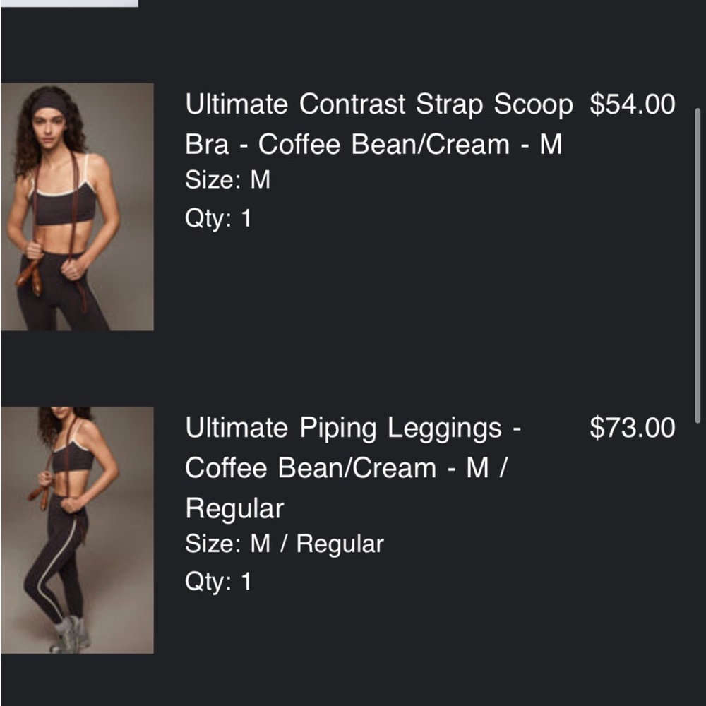 BNWT Adanola Ultimate scoop Bra and leggings in coffee bean/cream Mediums
